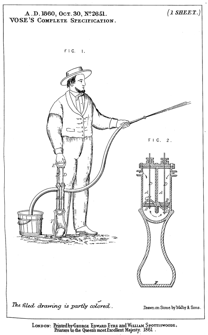 Hydropult Vose’a, fragment opisu patentowego nr 2651 z 1860 r. źródło: English Patents of Inventions, Specifications 1860