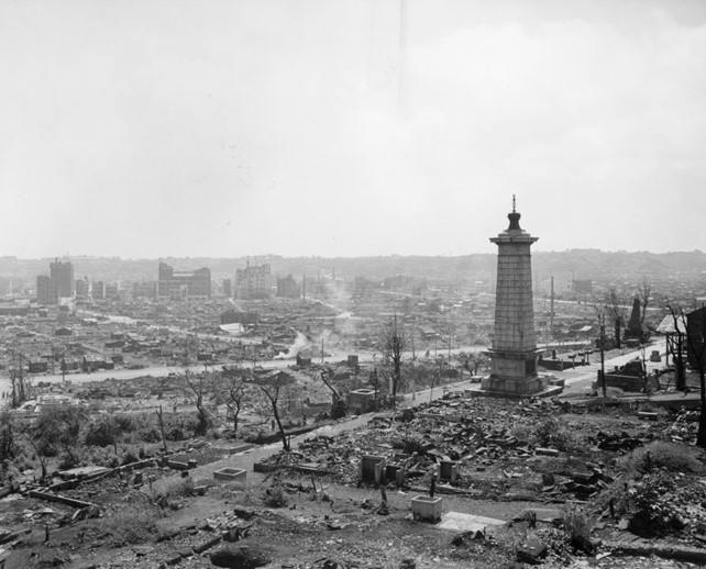 Nagasaki po eksplozji w 1945 r. fot. San Diego Air and Space Museum Archive / Wikipedia (domena publiczna)