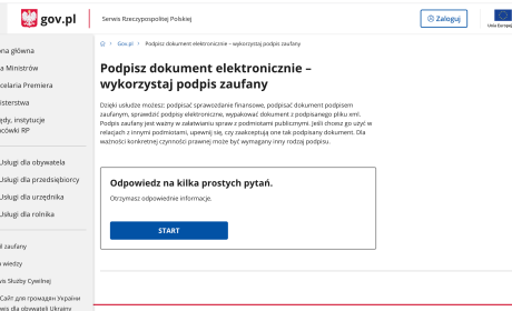 Zrzut ekranu ze strony https://www.gov.pl/web/gov/podpisz-dokument-elektronicznie-wykorzystaj-podpis-zaufany. 
