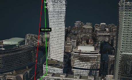 Pomiar wysokości budynku w aplikacji GEOPORTAL – numeryczny model pokrycia terenu źródło: GEOPORTAL