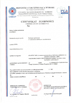 Certyfikat zgodności / źródło: archiwum CNBOP-PIB (2)